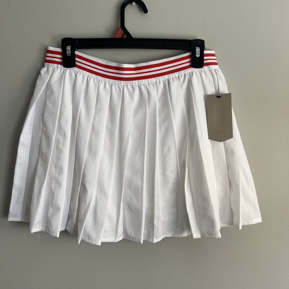NWT Avia Pleated Tennis Skort White Red Striped Varsity Gym Skirt Shorts M 8 10
